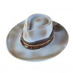 Wholesale rustic Cowgirl Fedora Hat Distressed Fabric Beaded Suede Band Versatil