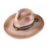 Wholesale rustic Cowgirl Fedora Hat Distressed Fabric Wood Beaded Band Versatile