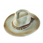Wholesale rustic Cowgirl Fedora Hat Distressed Fabric Stone Beaded Band Versatil