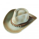 Wholesale rustic Cowgirl Fedora Hat Distressed Fabric Stone Beaded Band Versatil