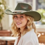 Wholesale rustic Cowgirl Fedora Hat Distressed Fabric Beaded Band Versatile Shap