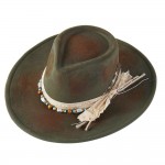 Wholesale rustic Cowgirl Fedora Hat Distressed Fabric Beaded Band Versatile Shap