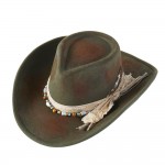 Wholesale rustic Cowgirl Fedora Hat Distressed Fabric Beaded Band Versatile Shap