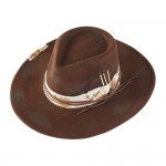 Wholesale rustic Cowgirl Fedora Hat Distressed Fabric Vegan Leather Band Versati