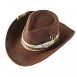 Wholesale rustic Cowgirl Fedora Hat Distressed Fabric Vegan Leather Band Versati