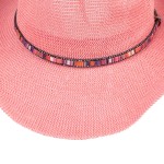 Wholesale c C CBC Woven Cowboy Hat Beaded Band One Fits Most Adjustable Drawstri