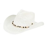 C.C CBC0147
Woven Cowboy Hat With Shell & Wood Beaded Band 

- One Size Fits Most
- Adjustable Drawstring
- Brim Approximately3" L
- 100% Paper