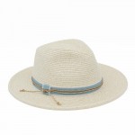 Wholesale straw Fedora Hat Denim Band One Paper Polyester