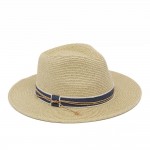 Wholesale straw Fedora Hat Denim Band One Paper Polyester