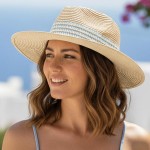 Wholesale striped Woven Straw Fedora One Paper Polyester