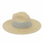 Wholesale striped Woven Straw Fedora One Paper Polyester