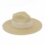 Wholesale striped Woven Straw Fedora One Paper Polyester