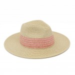 Wholesale striped Woven Straw Fedora One Paper Polyester