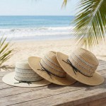 Wholesale multi Color Woven Straw Fedora Vegan Leather Band One Paper Polyester