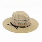 Wholesale multi Color Woven Straw Fedora Vegan Leather Band One Paper Polyester