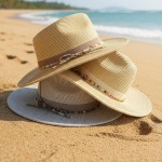 Wholesale straw Fedora Hat Woven Multicolor Band One Paper Polyester