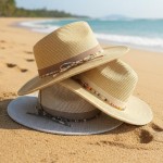 Wholesale straw Fedora Hat Woven Multicolor Band One Paper Polyester