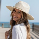 Wholesale straw Fedora Turquoise Stone Band One Paper Polyester