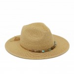 Wholesale straw Fedora Turquoise Stone Band One Paper Polyester