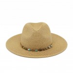 Wholesale straw Fedora Turquoise Stone Band One Paper Polyester