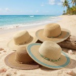 Wholesale straw Sun Hat Striped Tinsel Detail Beaded Chain Link Band One Paper P