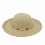 Wholesale straw Sun Hat Striped Tinsel Detail Beaded Chain Link Band One Paper P