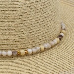 Wholesale straw Sun Hat Striped Tinsel Detail Beaded Chain Link Band One Paper P