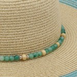 Wholesale straw Sun Hat Striped Tinsel Detail Beaded Chain Link Band One Paper P
