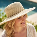 Wholesale brim Straw Sun Hat Metal Beaded Band Starfish Charm One Paper Polyest