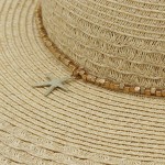 Wholesale brim Straw Sun Hat Metal Beaded Band Starfish Charm One Paper Polyest