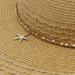 Wholesale brim Straw Sun Hat Metal Beaded Band Starfish Charm One Paper Polyest
