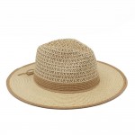 Wholesale two Straw Fedora Woven Crown Vegan Leather Band One Paper Polyester