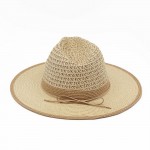 Wholesale two Straw Fedora Woven Crown Vegan Leather Band One Paper Polyester