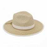 Wholesale two Straw Fedora Woven Crown Vegan Leather Band One Paper Polyester