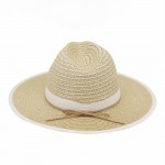 Wholesale two Straw Fedora Woven Crown Vegan Leather Band One Paper Polyester