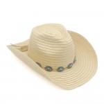 Wholesale straw Cowboy Hat Turquoise Concho Band One Paper