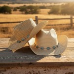 Wholesale straw Cowboy Hat Turquoise Concho Band One Paper