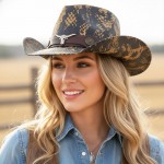 Wholesale snake Print Cowboy Hat Bull Head Accent One Paper