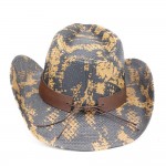 Wholesale snake Print Cowboy Hat Bull Head Accent One Paper