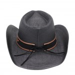 Wholesale distressed Straw Cowboy Hat Orate Vegan Leather Band One Paper