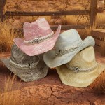 Wholesale homemade Vintage Cowboy Hat Silver Bull Head Multi Band One Paper