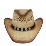 Wholesale aged Two Cowboy Hat Turquoise Stone Faux Leather Band One Paper