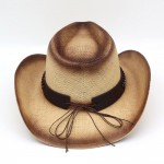 Wholesale rustic Cowboy Hat Chain Concho Detail Vegan Leather Band One Paper