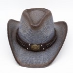 Wholesale rustic Cowboy Hat Chain Concho Detail Vegan Leather Band One Paper