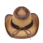 Wholesale rustic Cowboy Hat Chain Concho Detail Vegan Leather Band One Paper