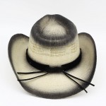 Wholesale aged Straw Cowboy Hat Suede Stitched Details Steer Head Concho One Pap