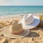 Wholesale straw Sun Hat Sheer Stripe Detail Nautical Rope Anchor One Paper