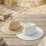 Wholesale straw Sun Hat Sheer Stripe Detail Nautical Rope Anchor One Paper