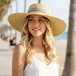 Wholesale brim Sun Hat Striped Multi Color Band One Sie Paper