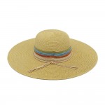 Wholesale brim Sun Hat Striped Multi Color Band One Sie Paper